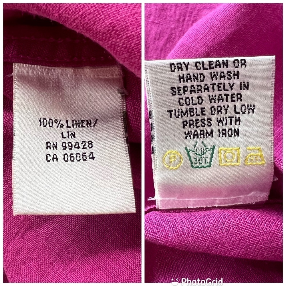 Bugatchi Men’s Shaped Fit Pink Linen Short Sleeve Button Down Shirt - Picture 7 of 9